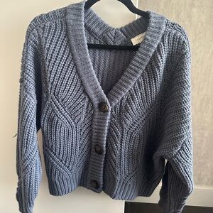 Blue Gray Chunky Knit Cardigan